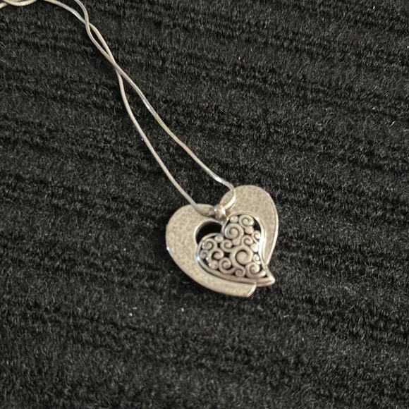 Retired Brighton Silver Heart Filigree Necklace - Picture 4 of 4